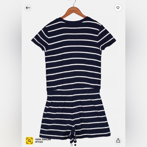 Polo Ralph Lauren Kids Girl Stripe Short Sleeve Romper Playsuit Size 7 Navy - Picture 2 of 7